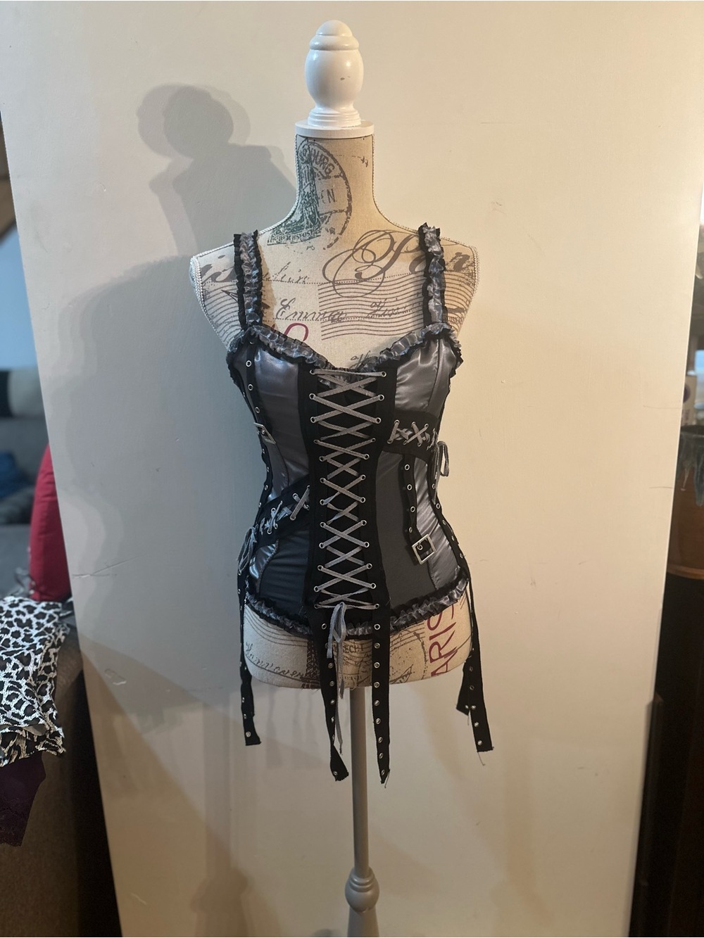 Black Lace-Up Gothic Corset Tank Top